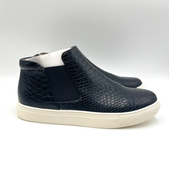 Coconuts By Matisse Womens Black Faux Vegan Snakeskin Leather High Top Sneakers - Picture 1 of 12